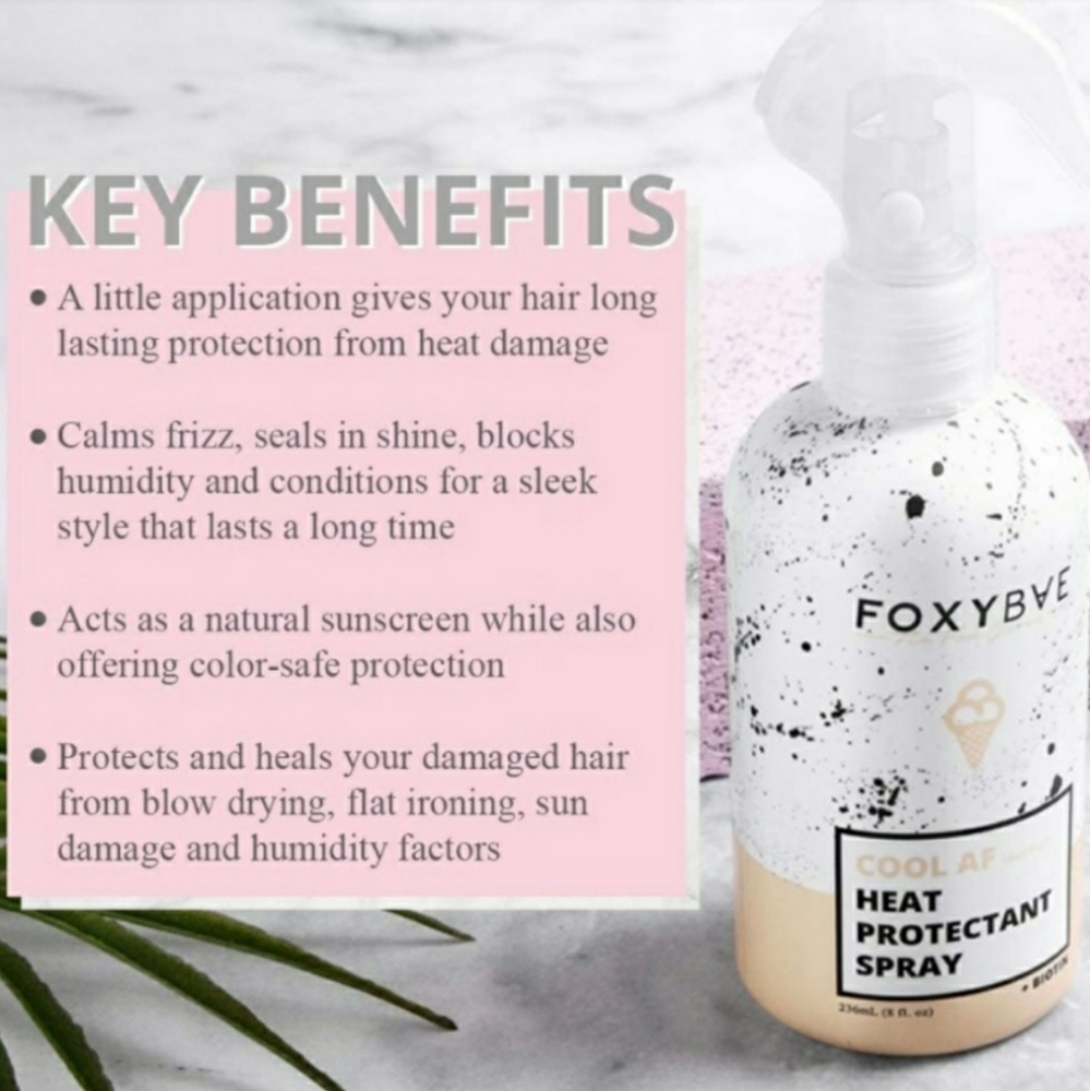 Foxy bae Cool AF Heat Protectant + Hair Sunscreen Spray Full Size New NWT - Picture 4 of 9